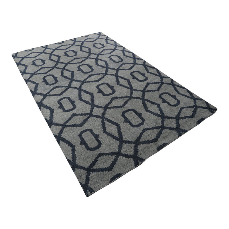 HAND KNOTTED WOOL Geometric AREA RUGS  - Rectangle Shape, Geometric Modern, Medium Pile Handmade Area Rugs for Living Room, Bed Room (N00533) image number 2
