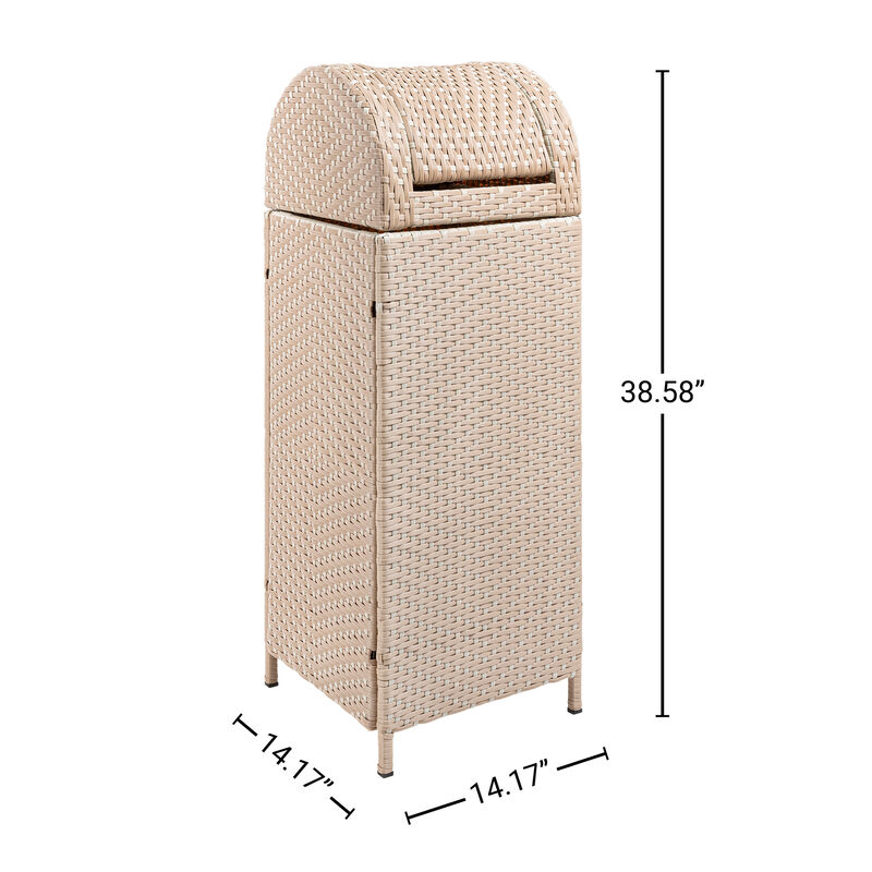 Ellison All-Weather Wicker/Metal Swing Top Hideaway Outdoor Trash Can