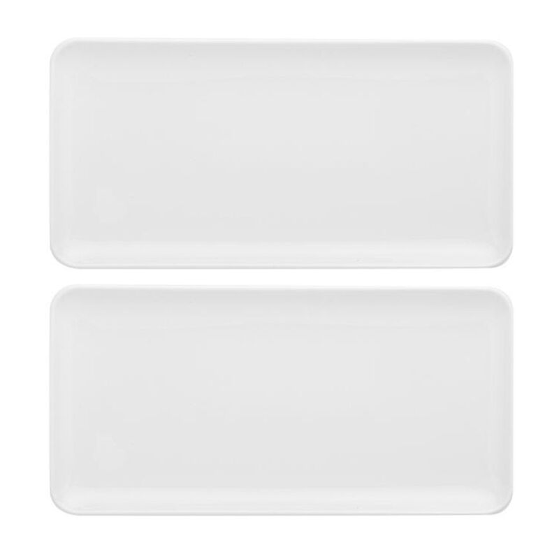 Porcelain Santa Monica 12.25" x 6.25" x h:1" Rectangular White Porcelain Platter (Set of 2)