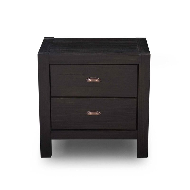 Farmhouse Style Solid Pine Wood 2-Drawer Nightstand Bedside Table