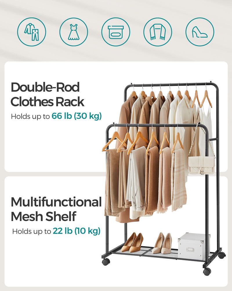 Double-Rod Garment Rack Adjustable Clothing Organizer with Dual Rails image number 2