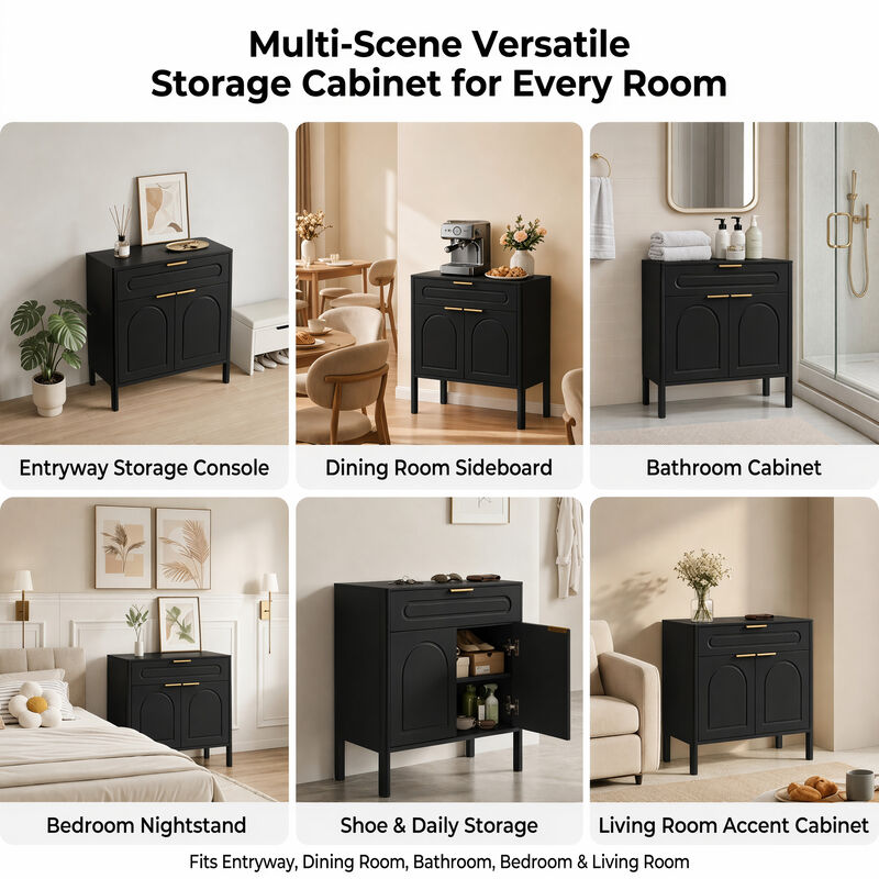 Hirtlu Arched Accent Storage Cabinet image number 2