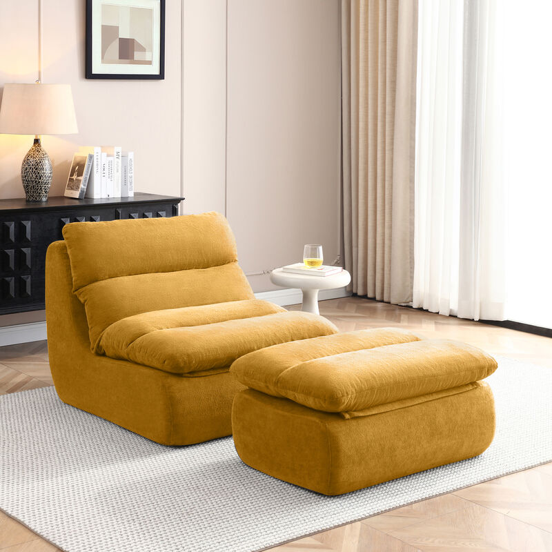 Merax Ergonomic Floor Lounge Sofa with Ottoman image number 1