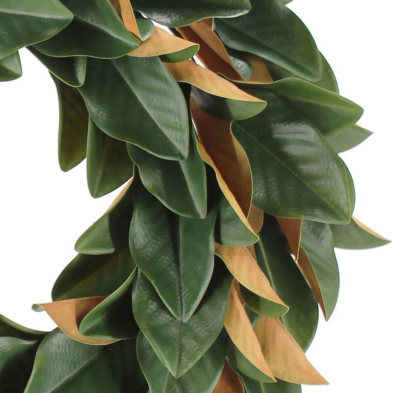 30" Faux Green Magnolia Leaf Wreath image number 4