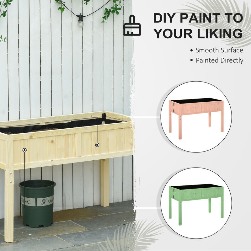 Hivvago Space-Saving Raised Planter Box with Liner and Drainage image number 5