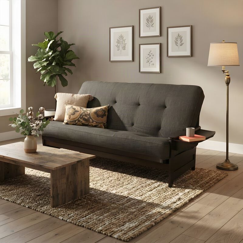 Phoenix Frame Queen-Espresso Finish-Linen Charcoal Mattress image number 4