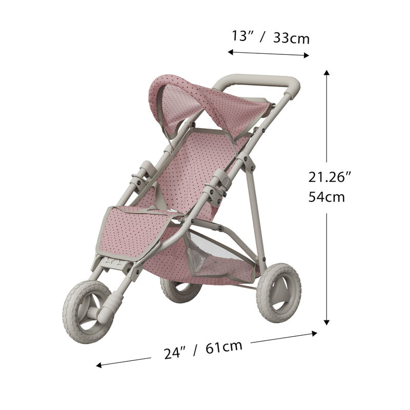 Olivia's Little World Polka Dot Princess Baby Doll Jogging Stroller, Pink/Gray image number 5