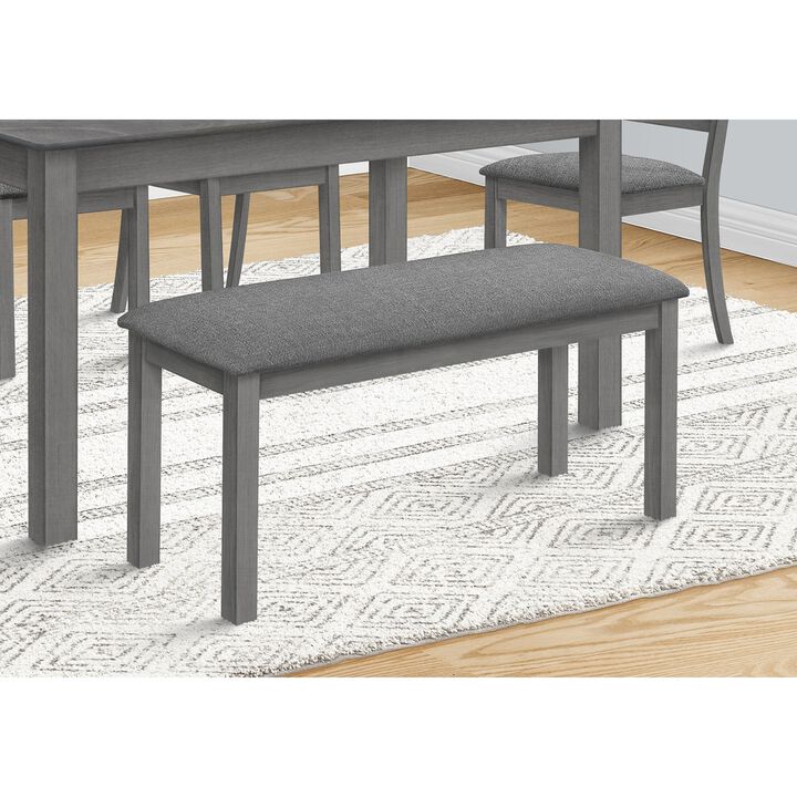 Monarch Specialties I 1433 - Bench, 42" Rectangular, Wood, Upholstered, Dining Room, Kitchen, Entryway, Grey, Transitional