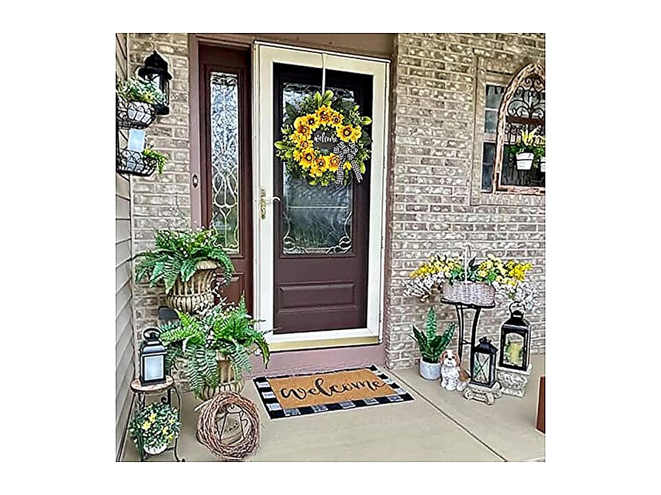 Sunflower Wreath Welcome Spring Summer Front Door Unique Housewarming Gift Day