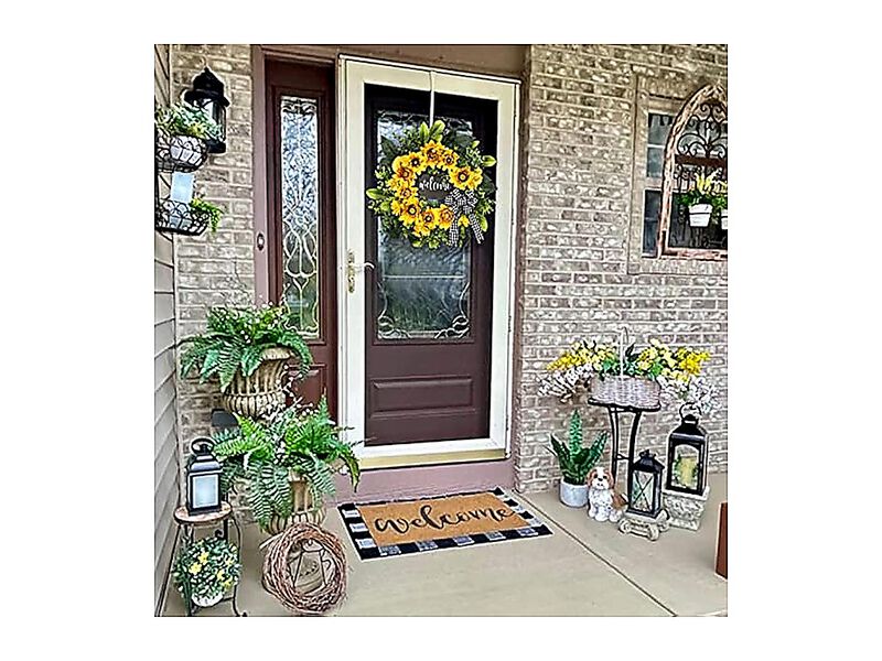 Sunflower Wreath Welcome Spring Summer Front Door Unique Housewarming Gift Day image number 1