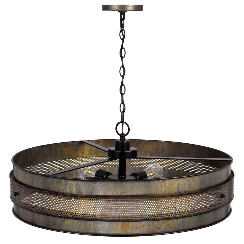 5 Light Chandelier, Drum Shade with Rustic Aged Bronze Mesh Band, 30 Inch image number 3