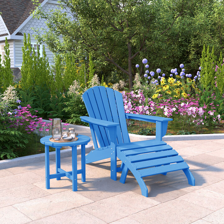 WestinTrends Outdoor Adirondack Chair With Ottoman And Side Table 3-Piece Set
