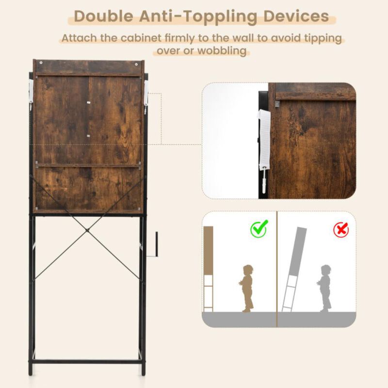 Hivvago 4-Tier Multifunctional Toilet Sorage Cabinet with Adjustable Shelf and Sliding Barn Door