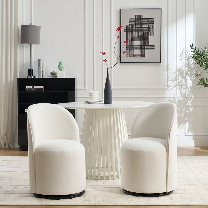 Modern Velvet Barrel Chair, 360&deg; Swivel Armless Accent Chair Side Chair
