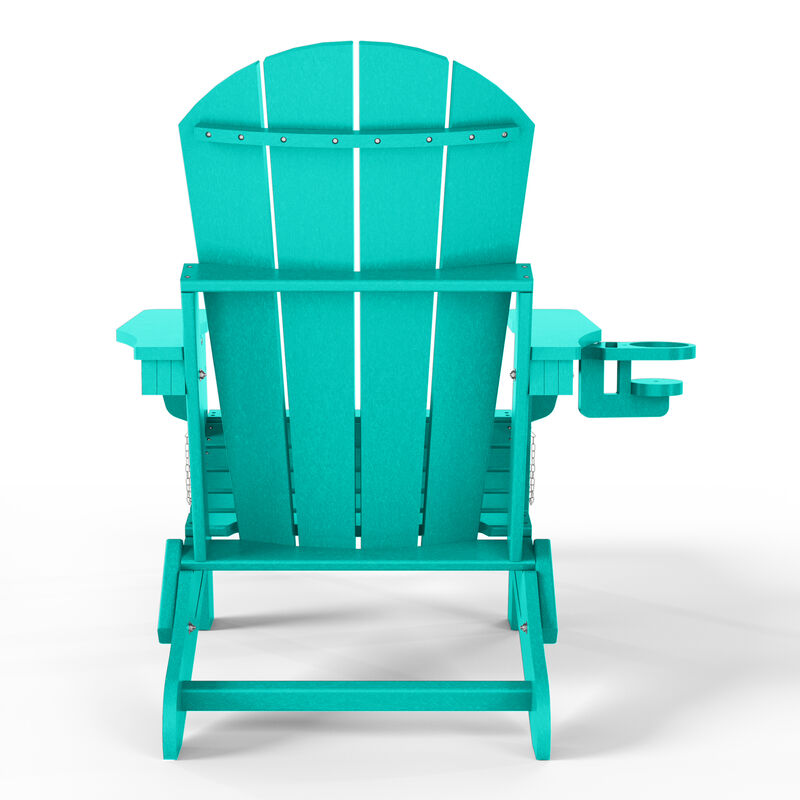 WestinTrends Folding Adjustable Adirondack Chair with Retractable Ottoman and Cup Holder (Set of 2) image number 4