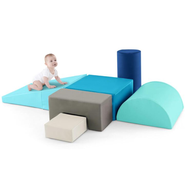 Hivvago 6 Pieces Foam Climbing Blocks Indoor Climb and Crawl Activity Playset with Rectangles