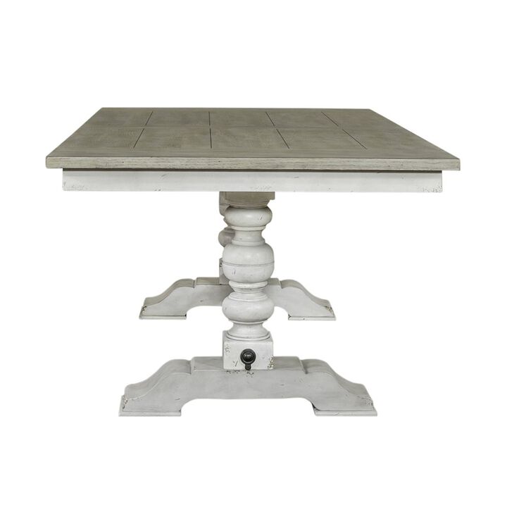 Liberty Furniture Whitney Trestle Table Set in Rubberwood Solids w/ Oak Veneers