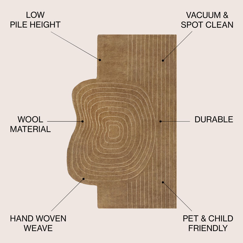 Retro Bohemian Abstract Striped Handwoven Wool Ivory/Beige Area Rug