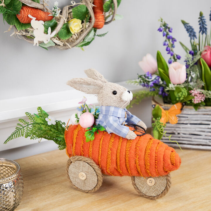 Boy Bunny with Carrot Car Easter Decoration - 13"