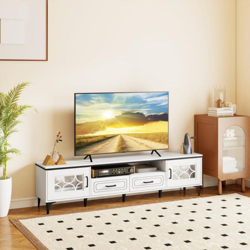 Hivvago Farmhouse TV Stand for TVs up to 80 Inch with 2 Drawers