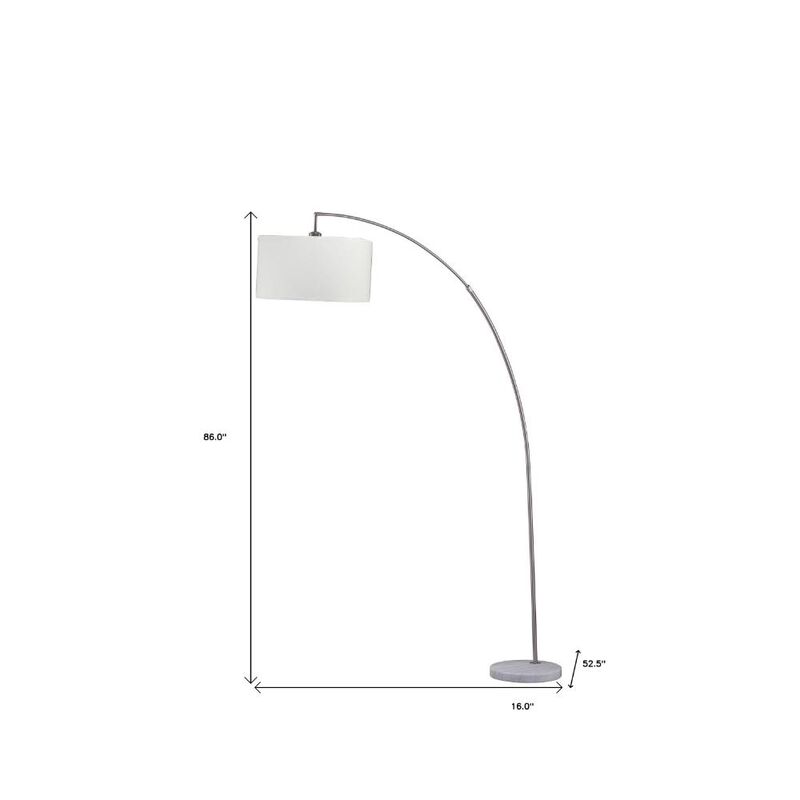Hivvago 86" White And Silver Arc Floor Lamp With White Drum Shade