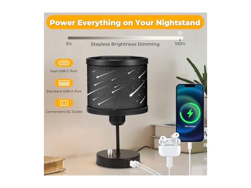 Dimmable USB C Table Lamp For Bedroom Bedside White image number 3