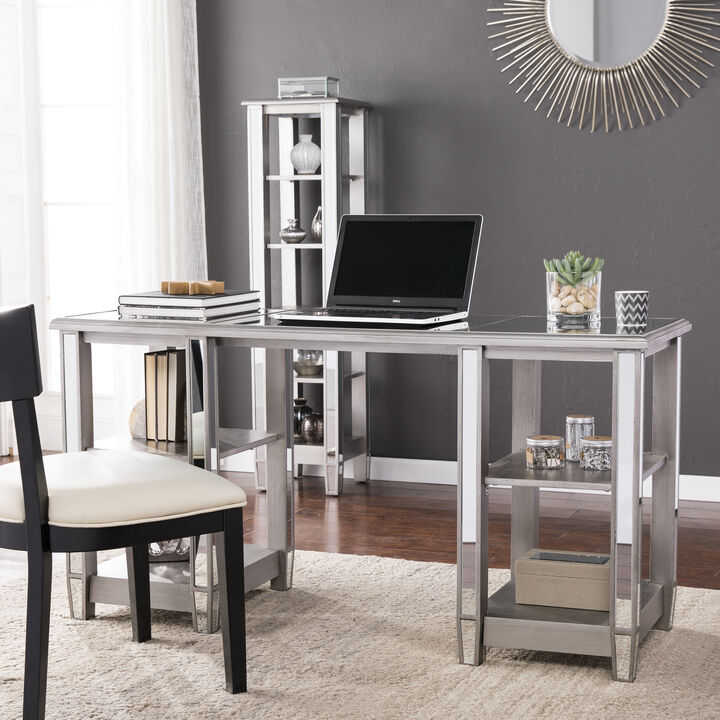 Bromley Mirrored Desk with Shelves