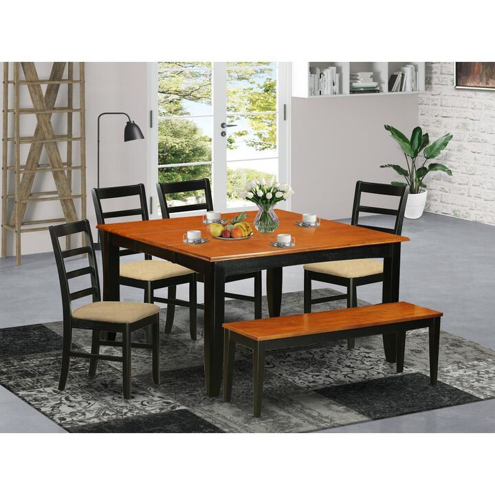 6 PC Dining room set with bench-Kitchen Tables and 4 Dining Chairs Plus bench