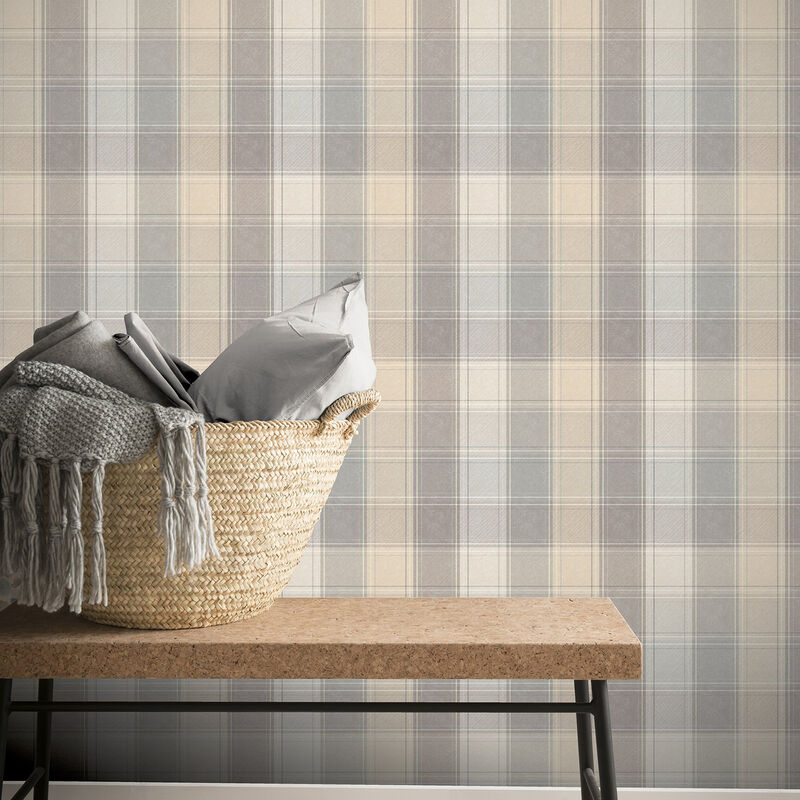 Geraldine Grey Plaid Wallpaper image number 1