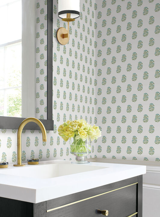 Sylvie Green Floral Wallpaper