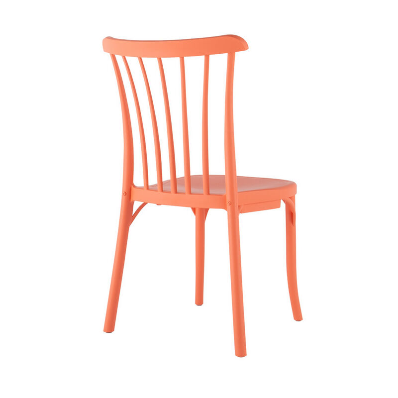 HomeRoots Set of Two Salmon Heavy Duty Plastic Outdoor Stacking Dining Chairs image number 2