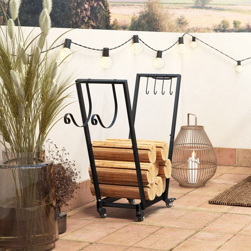 Firewood Storage Rack &ndash; Metal Log Holder for Fireplace or Backyard image number 6