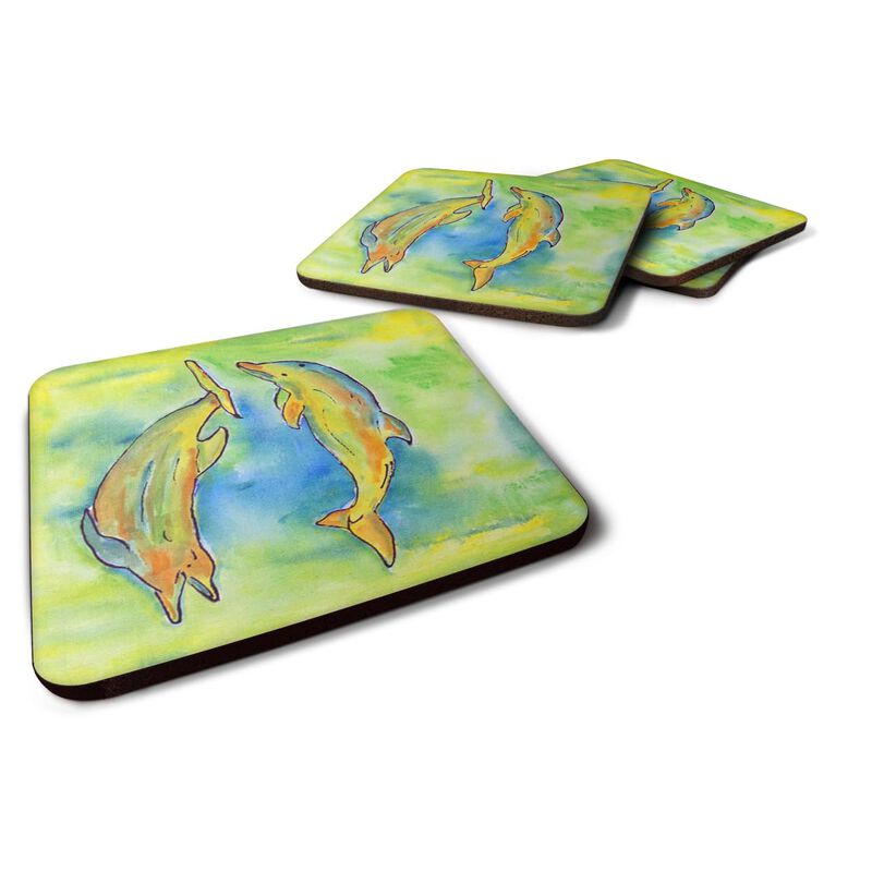 Caroline's Treasures 8380FC Dolphin Foam Coasters (Set of 4), 3.5 H x 3.5 W, Multicolor