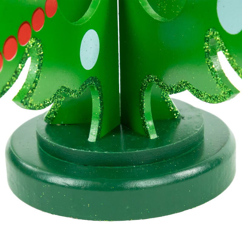 13.75" Green 3-D Wood Christmas Tree with Ornaments Decoration