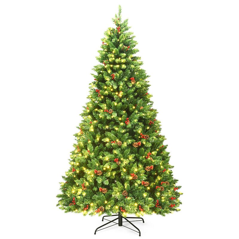 Pre-lit Hinged Christmas Tree with 550 LED Lights for Bright and Effortless Holiday Decor