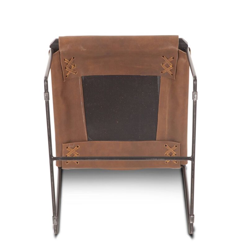 World Interiors Melbourne Dining Chair in Brown Buffalo Leather and Iron image number 2