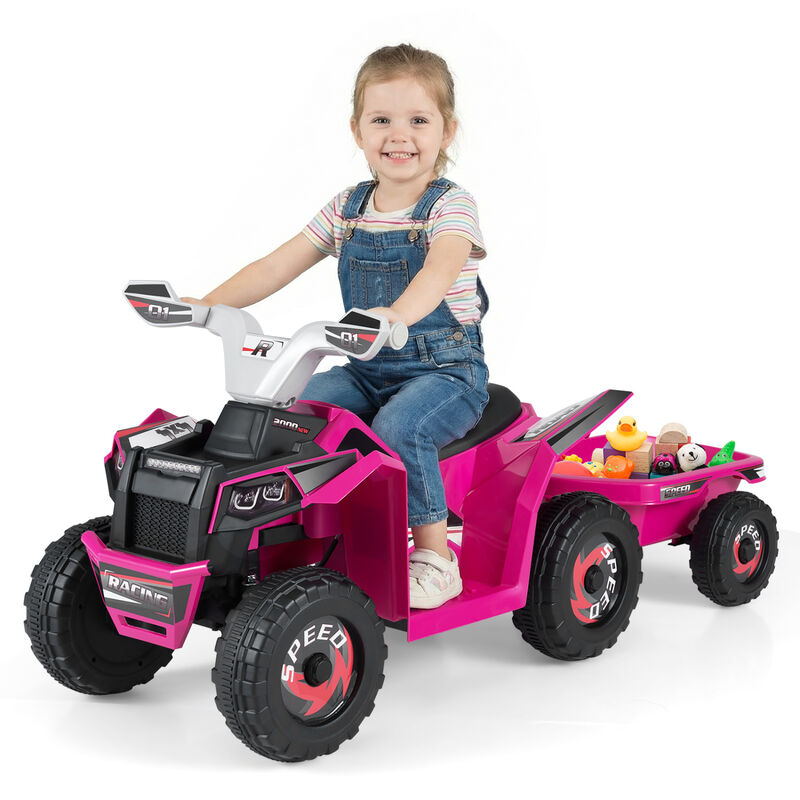 Kids 6V Ride On ATV Quad Car with Detachable Trailer for Outdoor Play image number 3