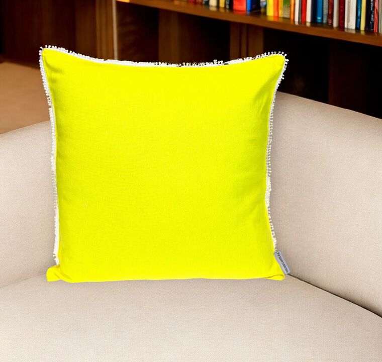 HomeRoots 16" Yellow Cotton Throw Pillow