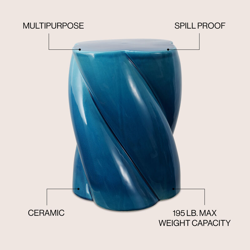 Yves 18" Modern Minimalist Rope Twist Ceramic Indoor/Outdoor Garden Stool