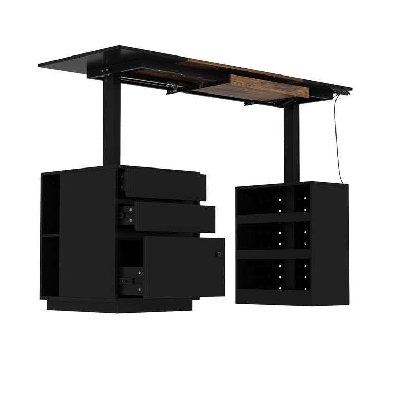 FUFU&GAGA Smart Adjustable Standing Desk with Fingerprint Lock, Height Memory, and Multi-Functional Storage, (24.3" W x 86.6" H x 11.8" D), Black