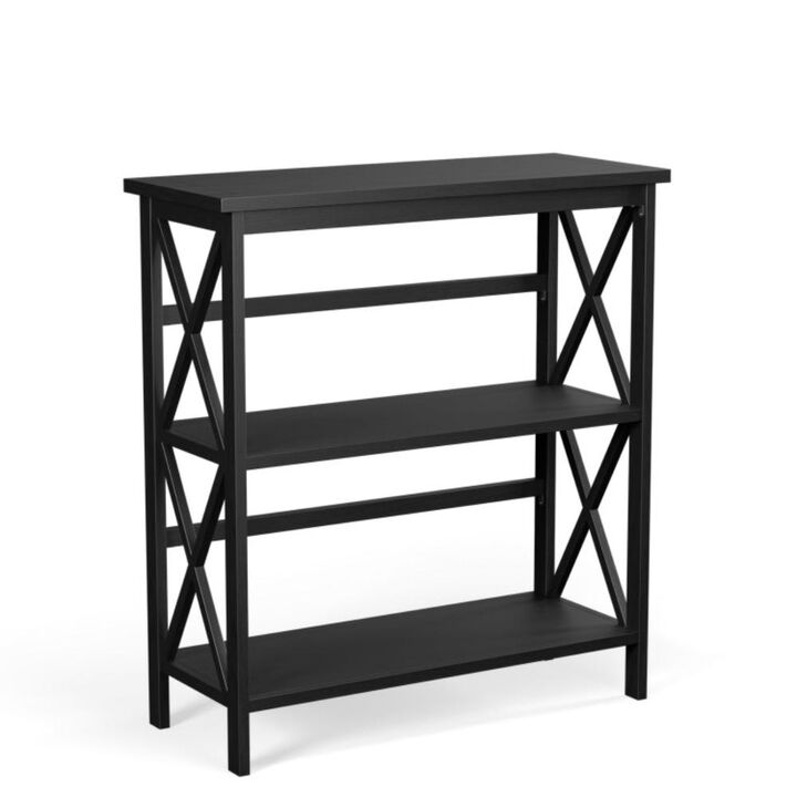 Hivvago 3-Tier Wooden Multi-Functional X-Design Etagere Storage Bookshelf