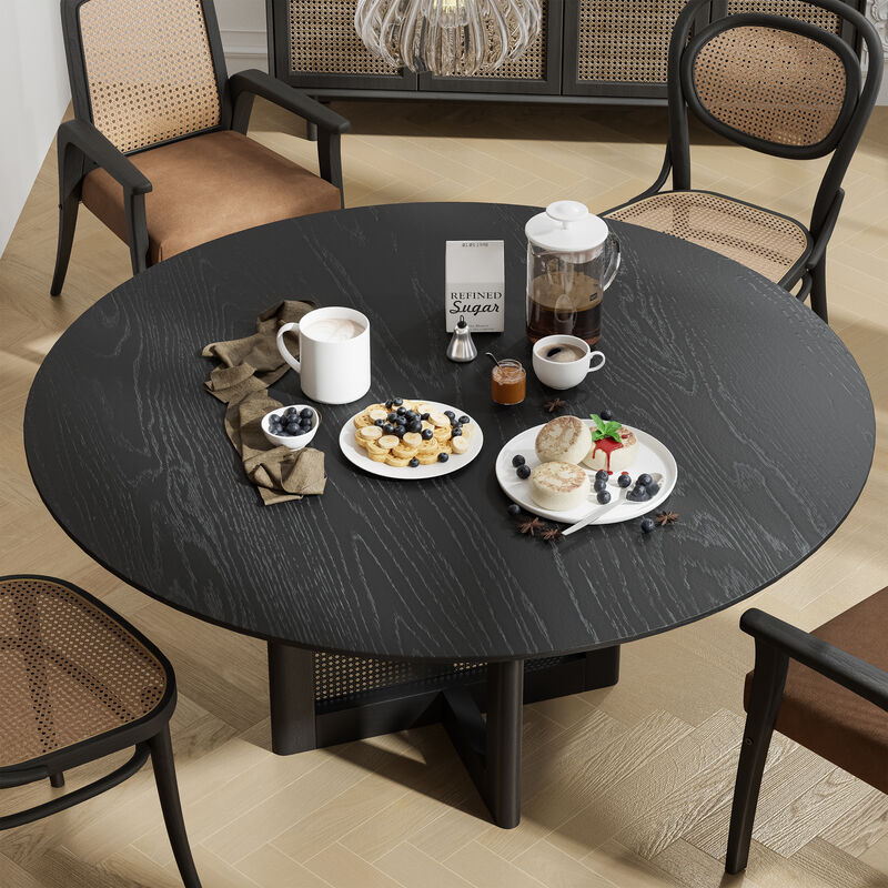 60 Cinna Modern  Wood Round Dining Table（Seats 8）