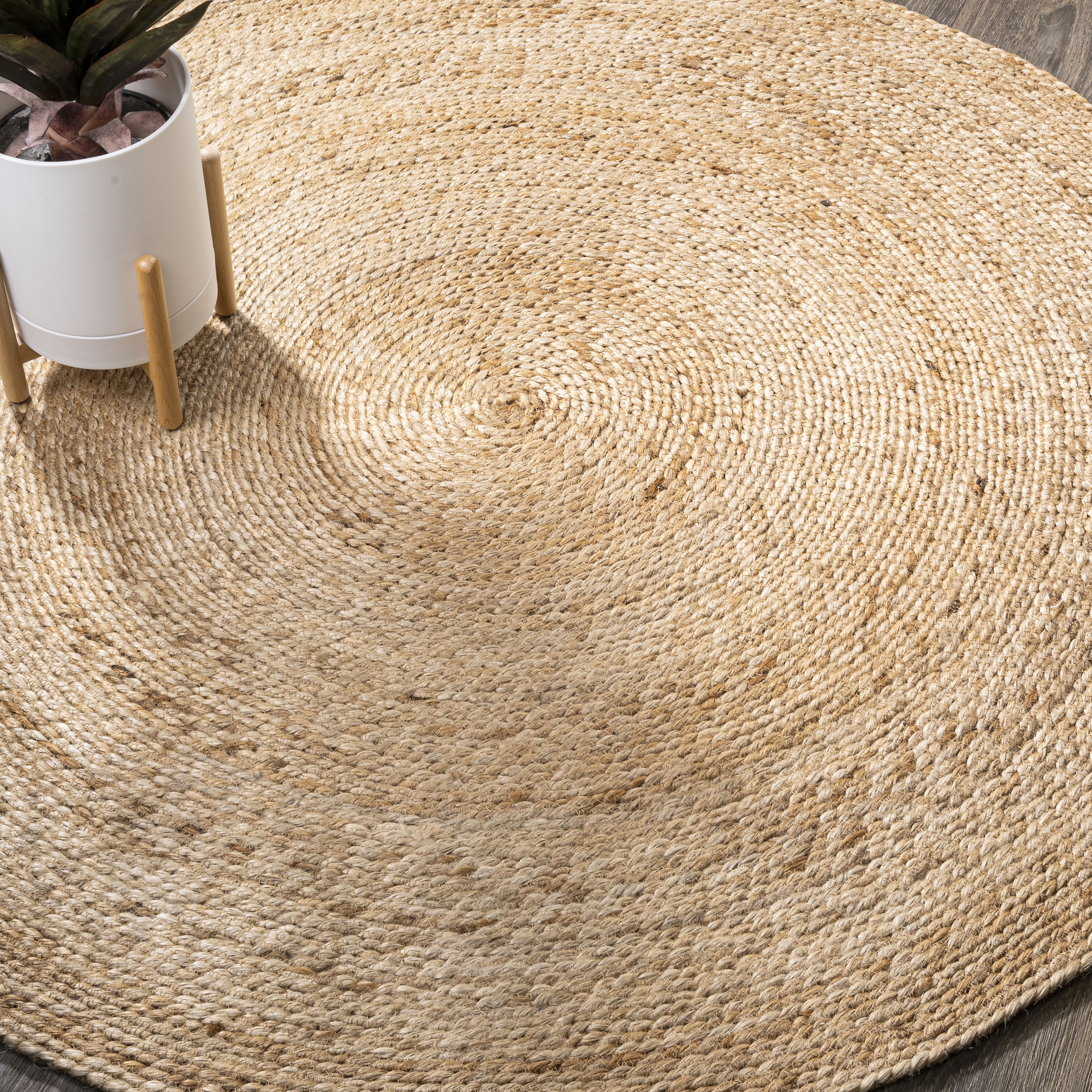 Soleil Round Natural Jute Braided Circle Round Area Rug