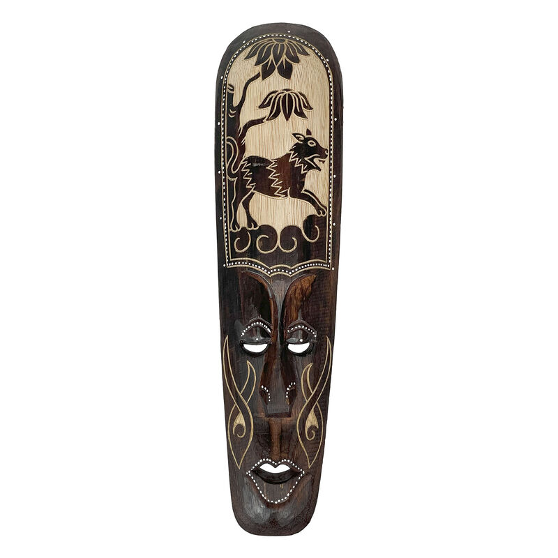 Set of 5 African Animal Hand Carved Wooden Wall Masks image number 8