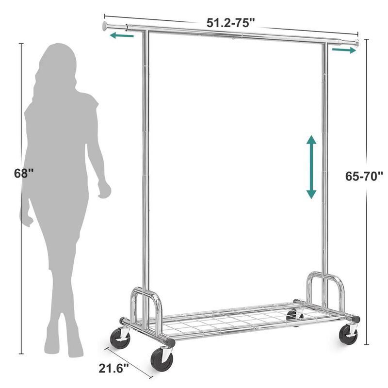 Hivvago Heavy Duty Metal Clothing Bar Garment Rack on Lockable Casters - 450lb Capacity