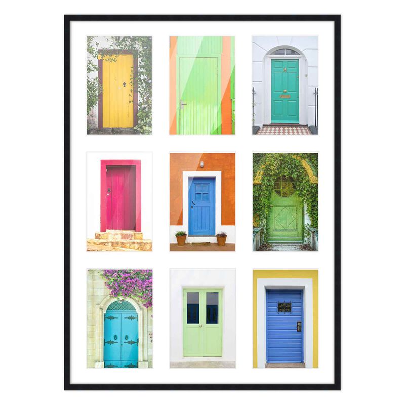 14.5x20.5 Wood Collage Frame with White Mat For 9 4x6 Pictures