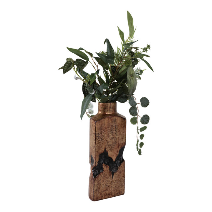 16x6" Carved Middle Metal Vase
