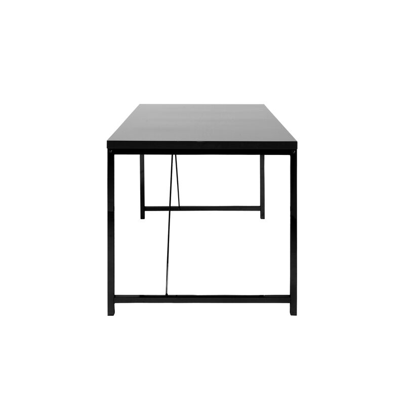 HomeRoots 47" Black Wood and Stainless Steel Writing Desk image number 2