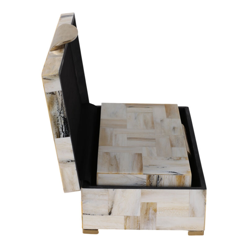 S/2 12/14" Marbled Resin Footed Boxes, Tan Multi image number 2
