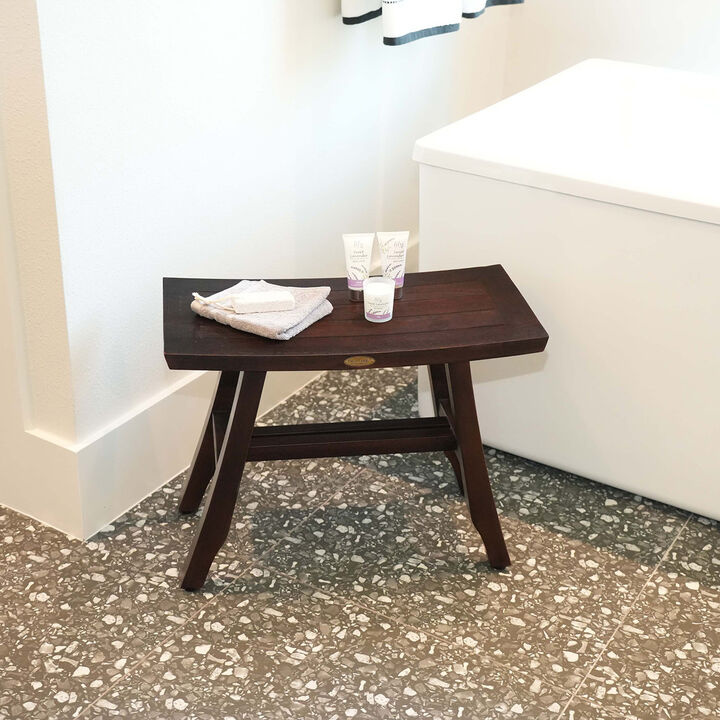 DecoTeak Satori 28" Teak Wood Shower Bench in Woodland Brown Finish